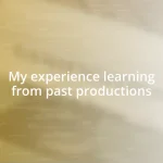 My experience learning from past productions